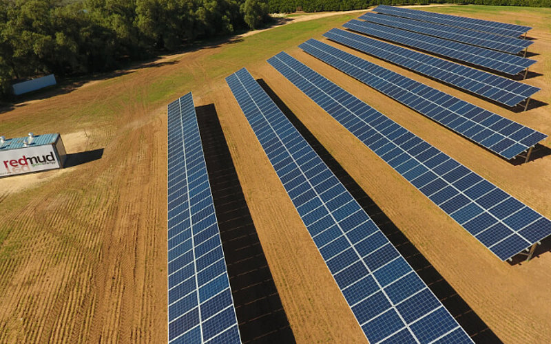 pv plant rows in a field